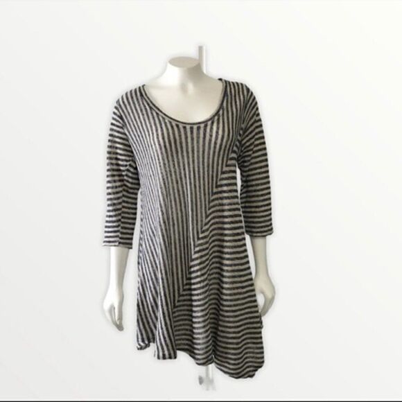 Ophilia Asymmetrical Tunic Blue and White Size 3 - Picture 1 of 10